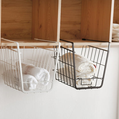 Closet Storage Rack Under The Partition Hanging Basket Storage Basket(White) by bashfashion