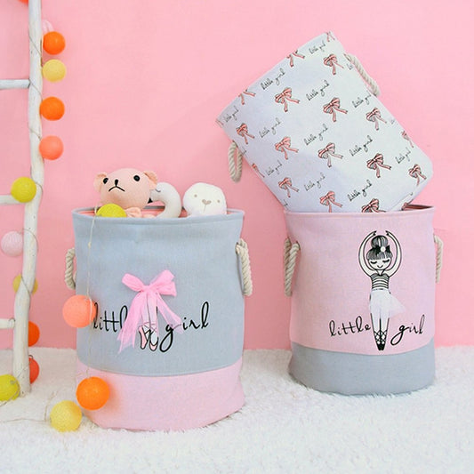 Oxford Foldable Laundry Basket Dirty Clothes Baskets Bag Organizer Toys Storage Bag(Grey Pink) by bashfashion