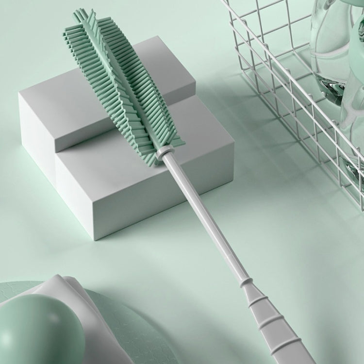 Silicone Baby Bottle Long Handle Cup Cleaning Brush 360 Degree Rotating Bottle Brush(Green) by bashfashion