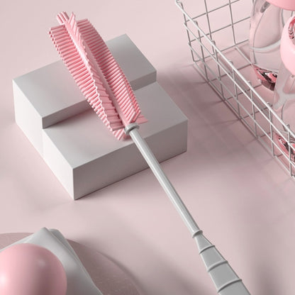 Silicone Baby Bottle Long Handle Cup Cleaning Brush 360 Degree Rotating Bottle Brush(Pink) by bashfashion