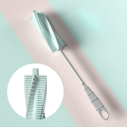 Silicone Baby Bottle Long Handle Cup Cleaning Brush 360 Degree Rotating Bottle Brush(Light Blue) by bashfashion