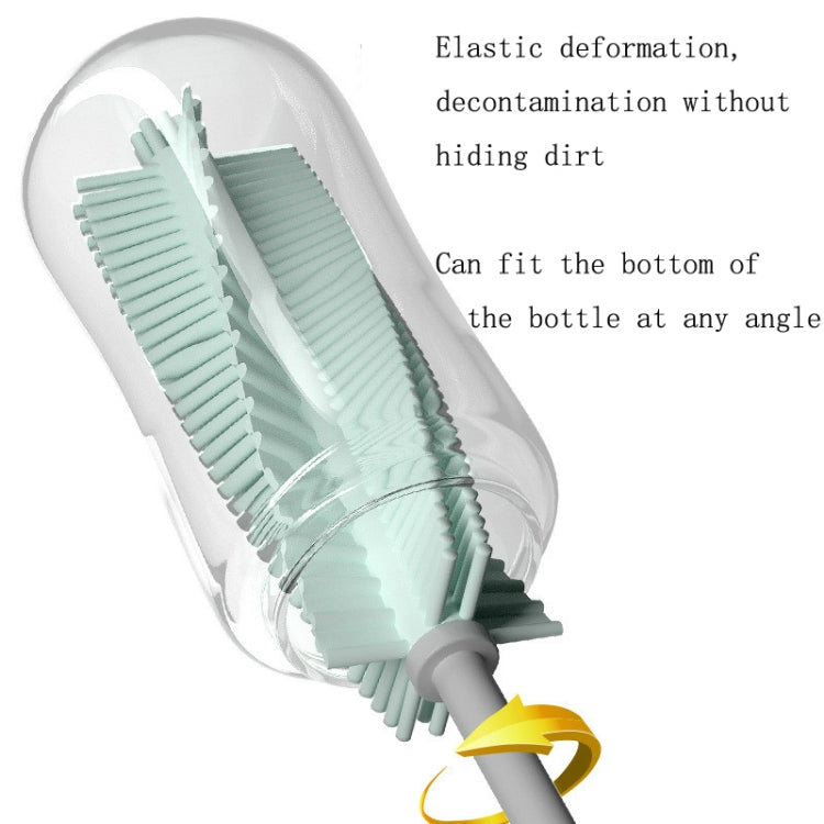 Silicone Baby Bottle Long Handle Cup Cleaning Brush 360 Degree Rotating Bottle Brush(Green) by bashfashion