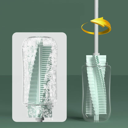 Silicone Baby Bottle Long Handle Cup Cleaning Brush 360 Degree Rotating Bottle Brush(Pink) by bashfashion