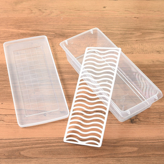 Kitchen Refrigerator Drainable Fresh-Keeping Box Food Plastic Sealed Freezer Storage Box Fish Fresh Box, Size:Large by bashfashion