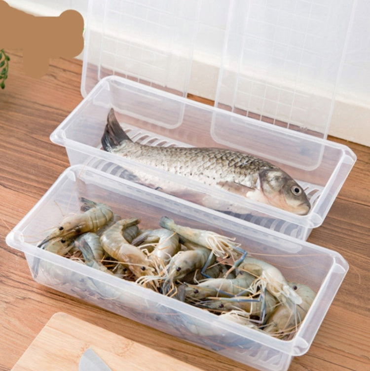 Kitchen Refrigerator Drainable Fresh-Keeping Box Food Plastic Sealed Freezer Storage Box Fish Fresh Box, Size:Small by bashfashion