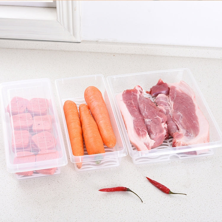 Kitchen Refrigerator Drainable Fresh-Keeping Box Food Plastic Sealed Freezer Storage Box Fish Fresh Box, Size:Small by bashfashion