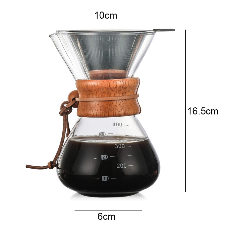 Hand Coffee Pot High Temperature Resistant 400ml Glass Coffee Pot, Style:Pot With Strainer by bashfashion