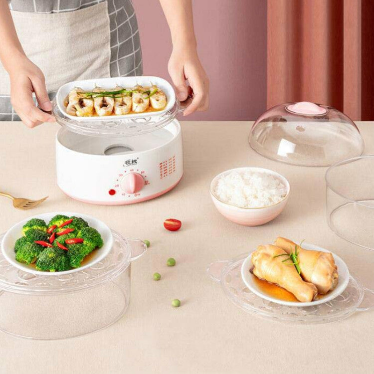 LINGRUI Timer Mini Multi-Function Egg Cooker Automatic Power Off Home Breakfast Machine, CN Plug, Specification:Double Layers(Pink) by bashfashion