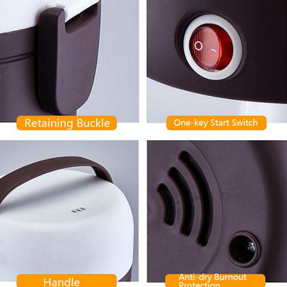 LINGRUI Multi-Function Electric Lunch Box Electric Heating Insulation Cooking Mini Rice Cooker, CN Plug, Specification:Double Layer(Purple) by bashfashion