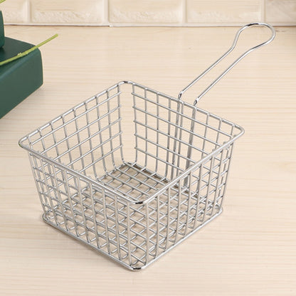 Electroplating Wrought Iron Fries Fried Basket Mini Grid Fried Food Storage Basket, Colour: Chrome(10x10x7.5cm) by bashfashion