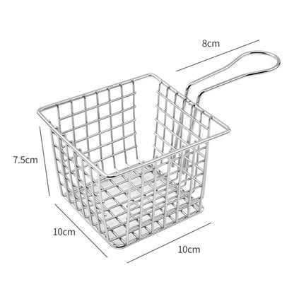 Electroplating Wrought Iron Fries Fried Basket Mini Grid Fried Food Storage Basket, Colour: Chrome(10x10x7.5cm) by bashfashion