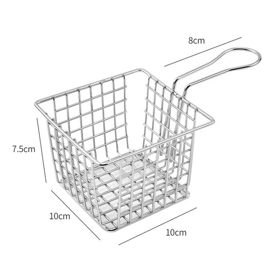 Electroplating Wrought Iron Fries Fried Basket Mini Grid Fried Food Storage Basket, Colour: Chrome(10x10x7.5cm) by bashfashion