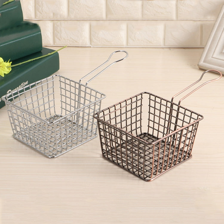 Electroplating Wrought Iron Fries Fried Basket Mini Grid Fried Food Storage Basket, Colour: Chrome(10x10x7.5cm) by bashfashion