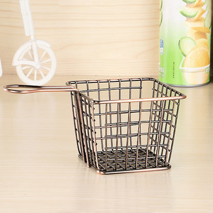 Electroplating Wrought Iron Fries Fried Basket Mini Grid Fried Food Storage Basket, Colour: Chrome(10x10x7.5cm) by bashfashion
