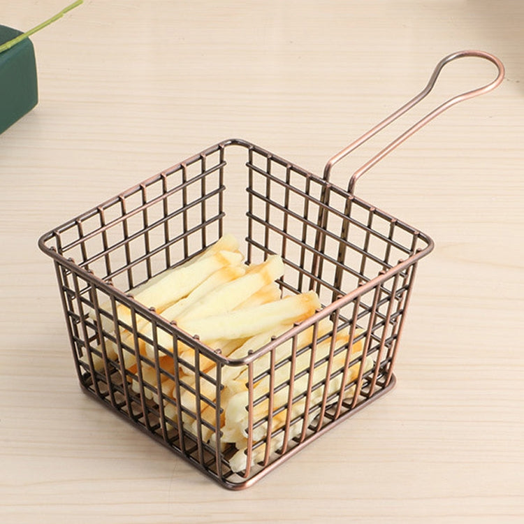 Electroplating Wrought Iron Fries Fried Basket Mini Grid Fried Food Storage Basket, Colour: Chrome(10x10x7.5cm) by bashfashion