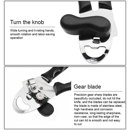 4 in 1 Multifunctional Can Opener Kitchen Household Lid Opener Canning Knife(Black) by bashfashion