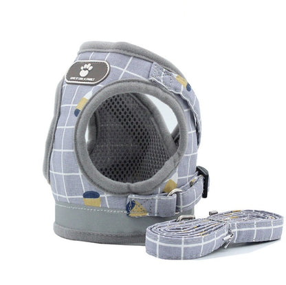 Reflective & Breathable Vest Traction Rope Pet Chest Leash, Size:XL(Gray Grid) by bashfashion