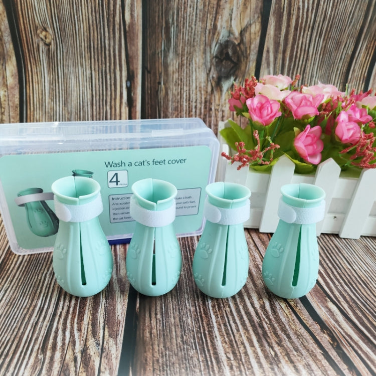 4pcs/pack Cat Bathing Scratch-Proof Foot Cover(Light Green) by bashfashion