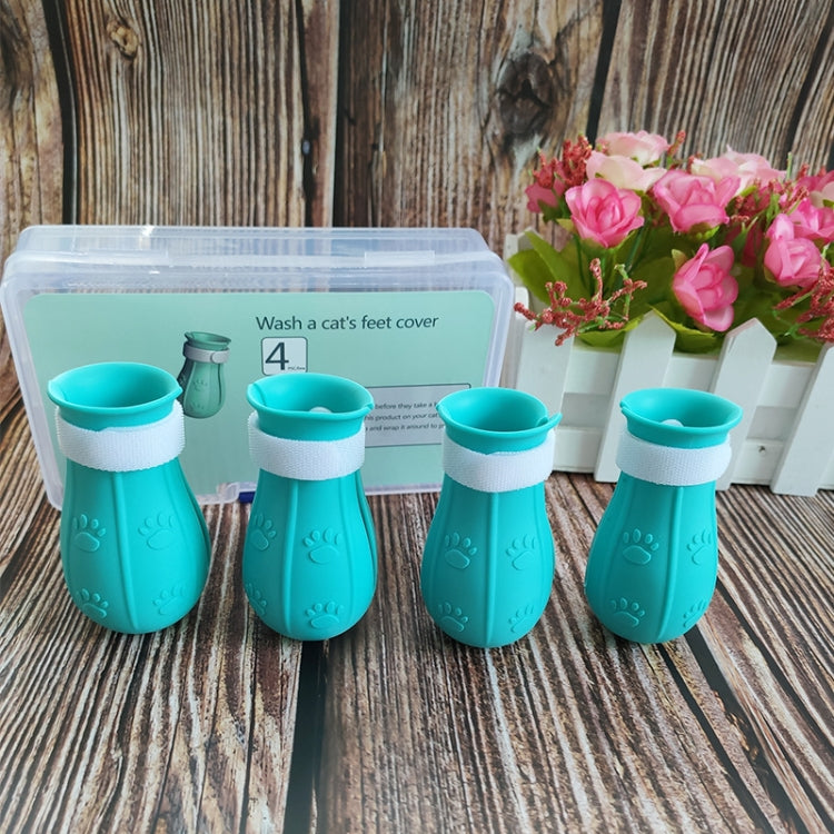 4pcs/pack Cat Bathing Scratch-Proof Foot Cover(Light Blue) by bashfashion