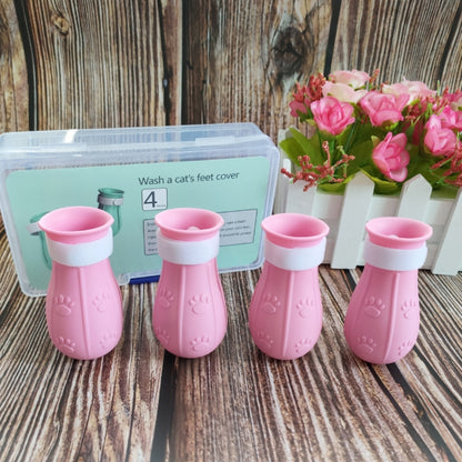 4pcs/pack Cat Bathing Scratch-Proof Foot Cover(Pink) by bashfashion