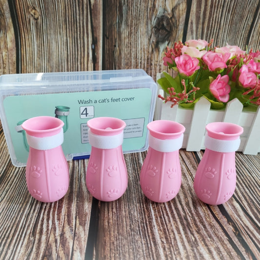 4pcs/pack Cat Bathing Scratch-Proof Foot Cover(Pink) by bashfashion