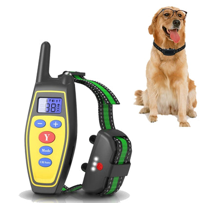 Dog Training Device Remote Control Bark Control Charging Waterproof Pet Training Collar with Electric Shock Vibration(Yellow) by bashfashion
