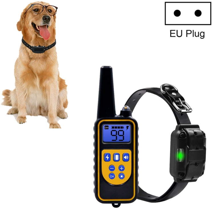 Bark Stopper Dog Training Device Dog Collar with Electric Shock Vibration Warning(EU Plug) by bashfashion