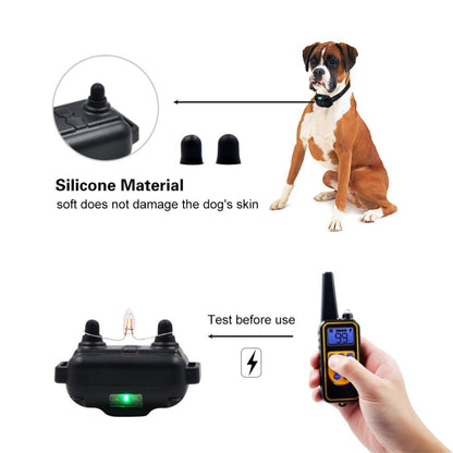 Bark Stopper Dog Training Device Dog Collar with Electric Shock Vibration Warning(US Plug) by bashfashion