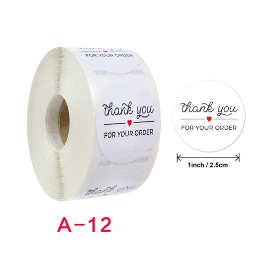 Roll Seal Stickers Thank You Stickers Wedding Decoration Stickers Label, Size: 2.5cm/1inch(A-12) by bashfashion