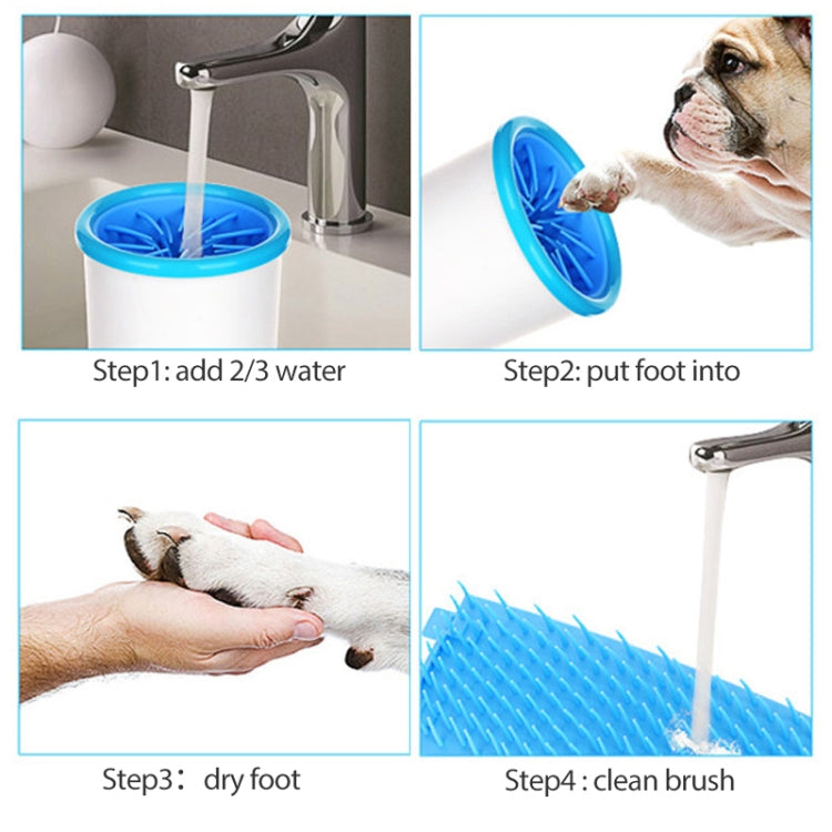 Pets Automatic Foot-Washing Cup Cats Dogs Extremities Cleaning Artifact, Size:M 10-14cm(Blue White) by bashfashion