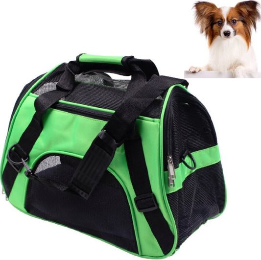 Portable Pet Backpack Dog Go Out Messenger Folding Bag Pet Supplies, Specification: Small(Green) by bashfashion