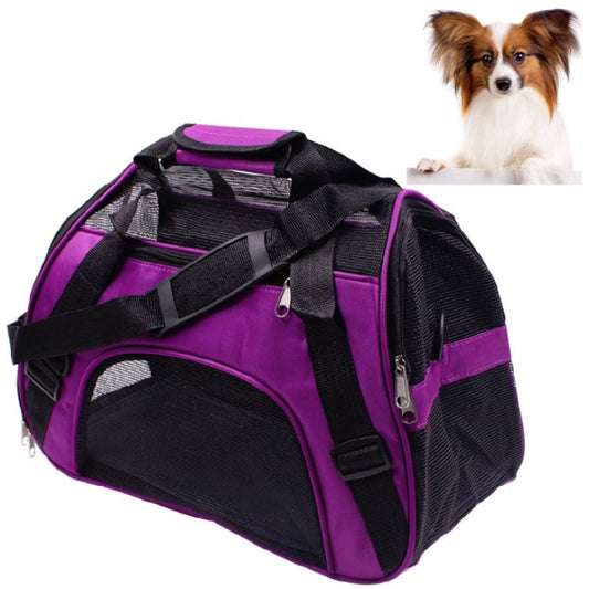 Portable Pet Backpack Dog Go Out Messenger Folding Bag Pet Supplies, Specification: Medium(Purple) by bashfashion