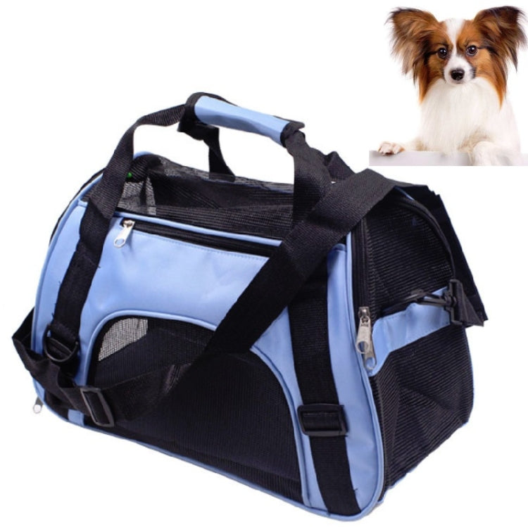Portable Pet Backpack Dog Go Out Messenger Folding Bag Pet Supplies, Specification: Medium(Blue) by bashfashion