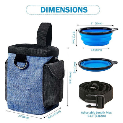 Dog Training Bag Outing Food Snacks Garbage Bag Dog Outing Training Waist Bag Pet Training Bag, Specification:Waist Bag+Folding Bowl by bashfashion
