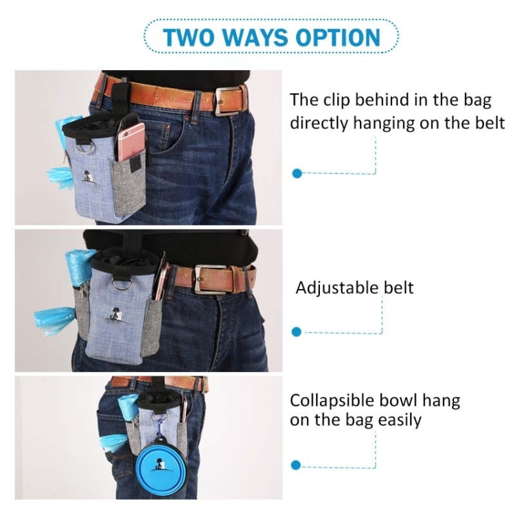 Dog Training Bag Outing Food Snacks Garbage Bag Dog Outing Training Waist Bag Pet Training Bag, Specification:Waist Bag+Folding Bowl by bashfashion