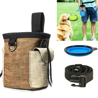 Outdoor Pet Training Bag Dog Training Pockets Pet Snack Storage Bag Pockets, Specification: Waist Bag+Folding Bowl by bashfashion