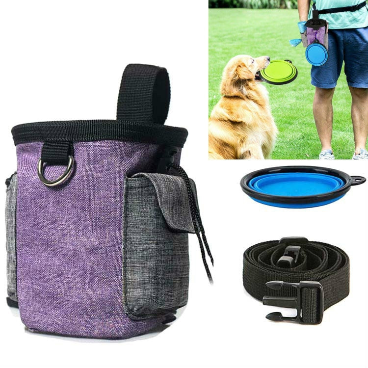 Pet Training Waist Bag With Belt Portable Outing Training Pet Snack Bag, Specification: Waist Bag+Folding Bowl by bashfashion