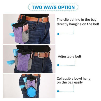 Pet Training Waist Bag With Belt Portable Outing Training Pet Snack Bag, Specification: Waist Bag+Folding Bowl by bashfashion