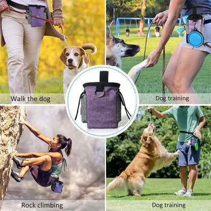 Pet Training Waist Bag With Belt Portable Outing Training Pet Snack Bag, Specification: Waist Bag+Folding Bowl by bashfashion