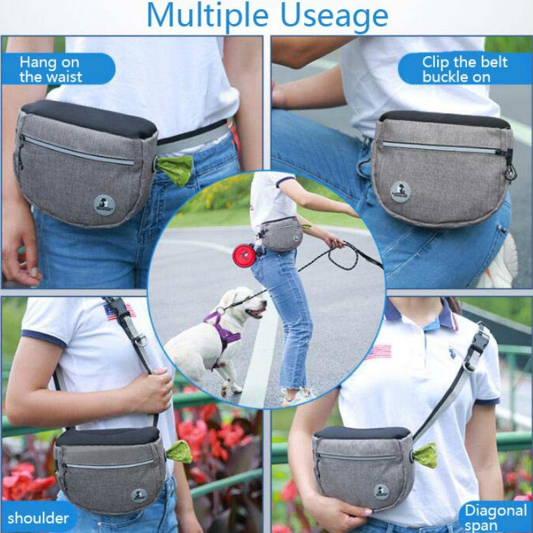MOVEPEAK Pet Snack Bag Leash Pet Training Waist Bag Outing Dog Snack Bag(Gray) by bashfashion