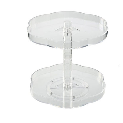 Kitchen Transparent Rotatable Condiment Storage Turntable Double-Layer Multi-Function Shelf by bashfashion