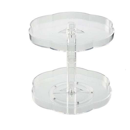Kitchen Transparent Rotatable Condiment Storage Turntable Double-Layer Multi-Function Shelf by bashfashion