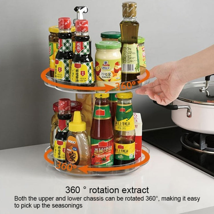 Kitchen Transparent Rotatable Condiment Storage Turntable Double-Layer Multi-Function Shelf by bashfashion
