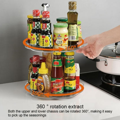 Kitchen Transparent Rotatable Condiment Storage Turntable Double-Layer Multi-Function Shelf by bashfashion