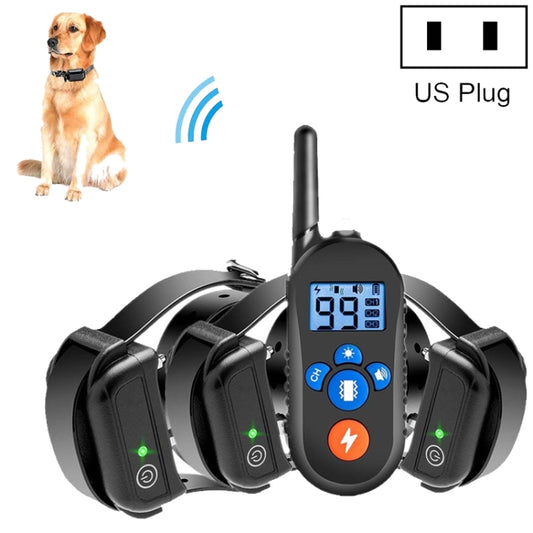 800m Remote Control Electric Shock Bark Stopper Vibration Warning Pet Supplies Electronic Waterproof Collar Dog Training Device, Style:556-3(US Plug) by bashfashion