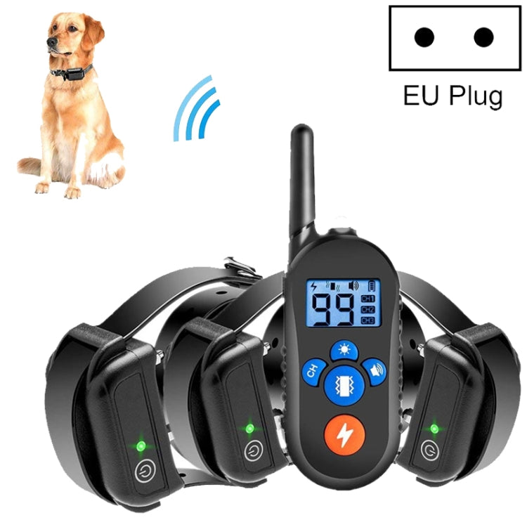800m Remote Control Electric Shock Bark Stopper Vibration Warning Pet Supplies Electronic Waterproof Collar Dog Training Device, Style:556-3(EU Plug) by bashfashion