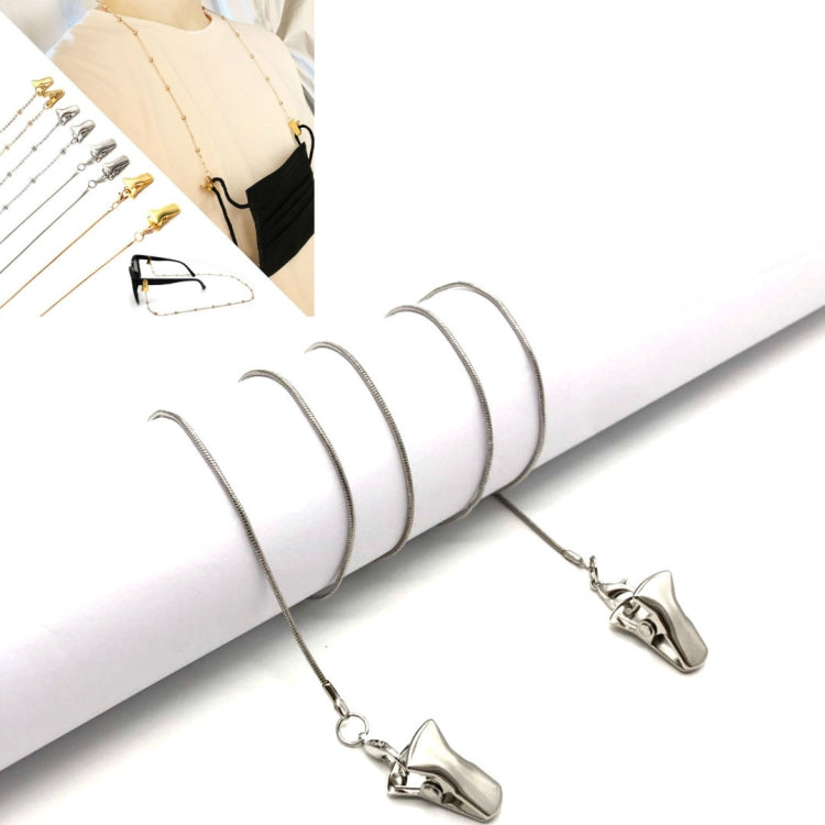 Clip Style Mask Lanyard Chain Glasses Anti-Lost Decorative Rope, Style:Round Snake Chain(White K) by bashfashion