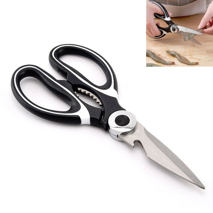 Multifunctional Household Stainless Steel Scissors Can Clamp Food Scissors(Black White) by bashfashion