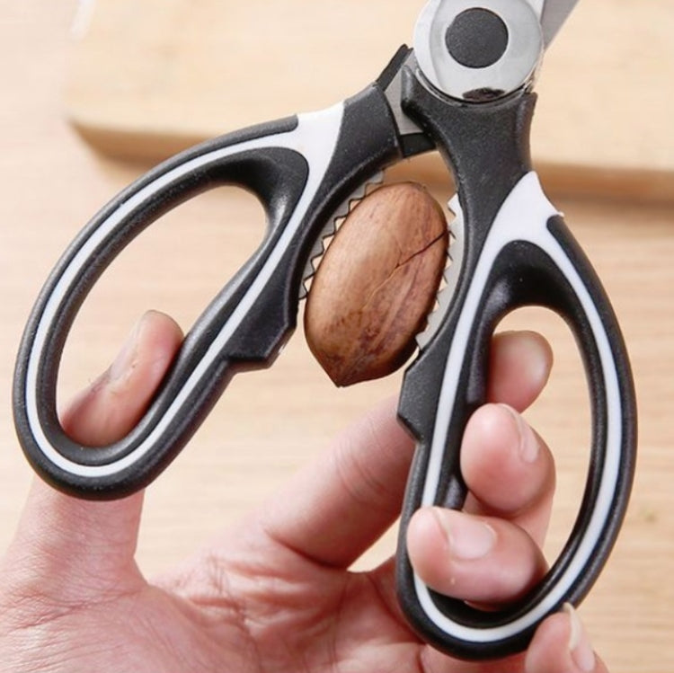 Multifunctional Household Stainless Steel Scissors Can Clamp Food Scissors(Black White) by bashfashion