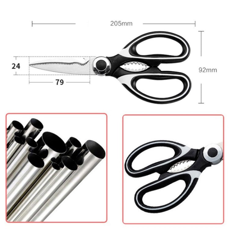 Multifunctional Household Stainless Steel Scissors Can Clamp Food Scissors(Black White) by bashfashion